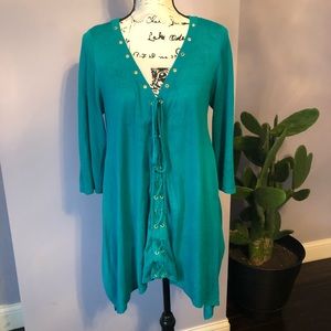 Soft Surroundings Lace Up Front Tunic Top